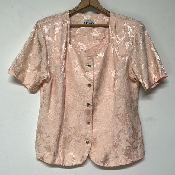 Vintage Melissa Light Pink Brocade Two Piece Dress Suit - Picture 3 of 11